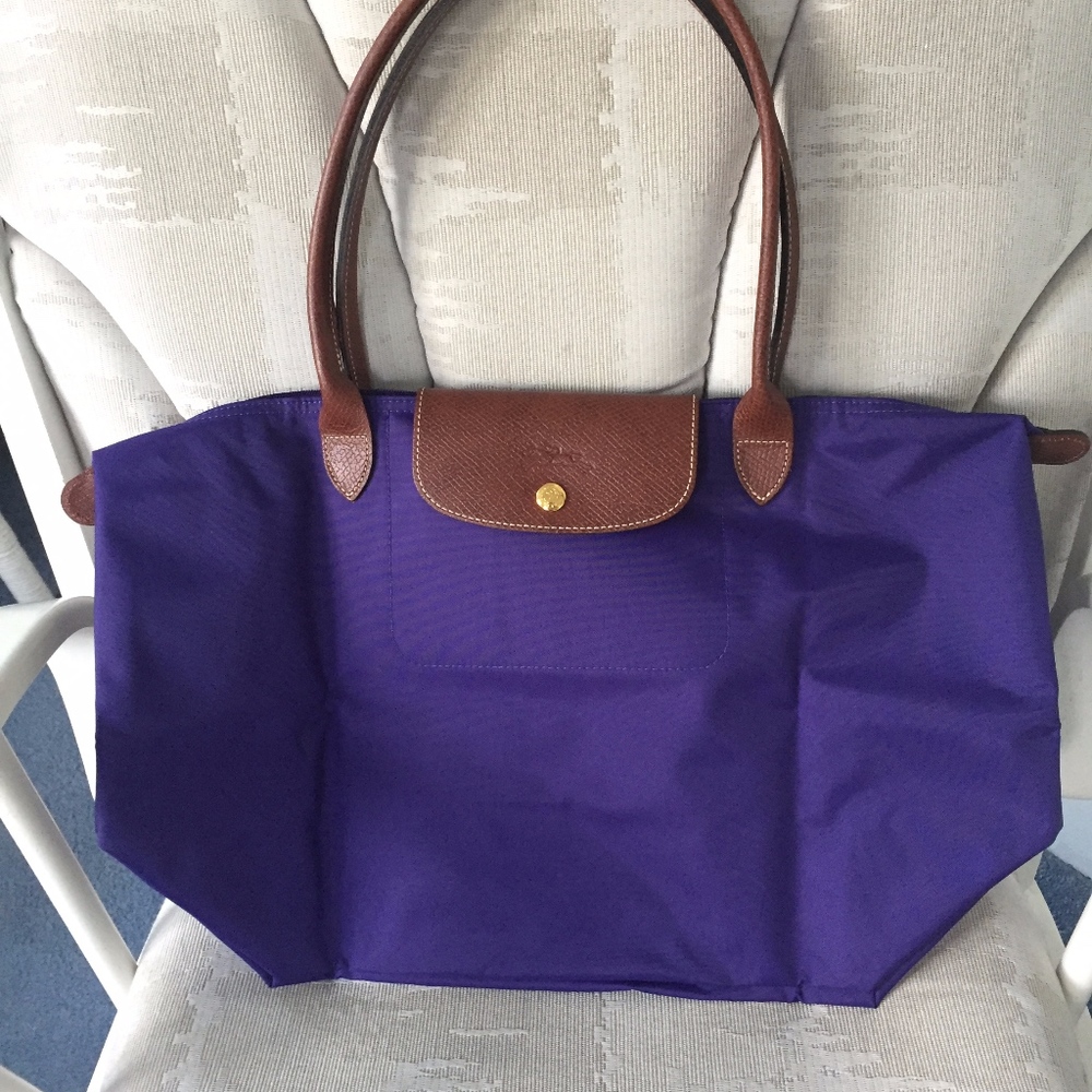 Longchamp Le Pliage Nylone Tote Handbag - Purple